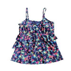 Island Escape Women's Estilo Colorful FloralTankini Swim Top 20W Plus NWOT